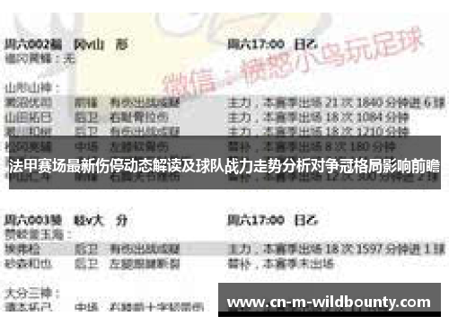 法甲赛场最新伤停动态解读及球队战力走势分析对争冠格局影响前瞻 法甲赛场最新伤停动态解读及球队战力走势分析对争冠格局影响前瞻