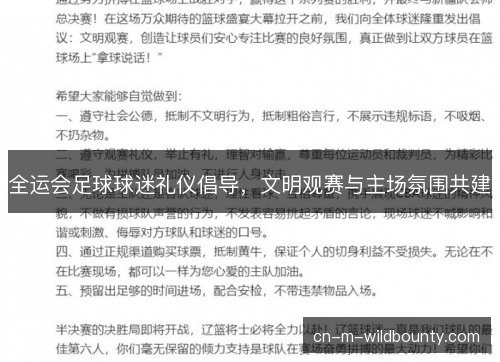 全运会足球球迷礼仪倡导,文明观赛与主场氛围共建 全运会足球球迷礼仪倡导,文明观赛与主场氛围共建